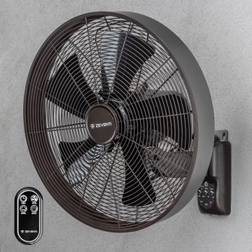 ZEVENTI - Настенен вентилатор FREEZE 50W/230V Ø 45 см черен/кафяв + дистанционно управление