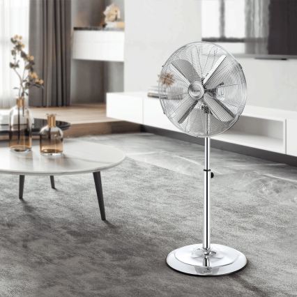 ZEVENTI - Подов вентилатор FLOW 50W/230V 125 cm лъскав хром + дистанционно управление