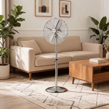 ZEVENTI - Подов вентилатор FLOW 50W/230V 125 cm лъскав хром + дистанционно управление