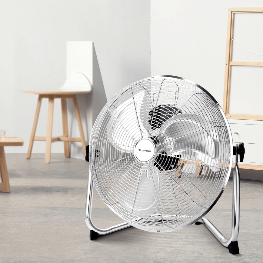 ZEVENTI - Подов вентилатор FLOW 60W/230V 44,5 cm блестящ хром