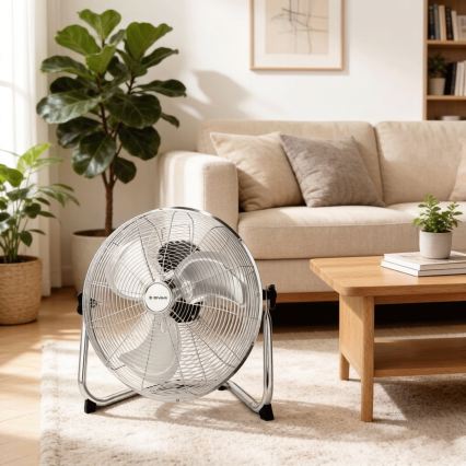 ZEVENTI - Подов вентилатор FLOW 60W/230V 44,5 cm блестящ хром