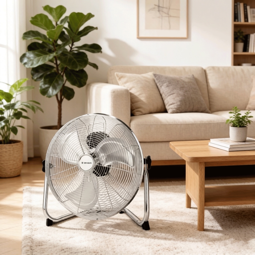 ZEVENTI - Подов вентилатор FLOW 60W/230V 44,5 cm блестящ хром