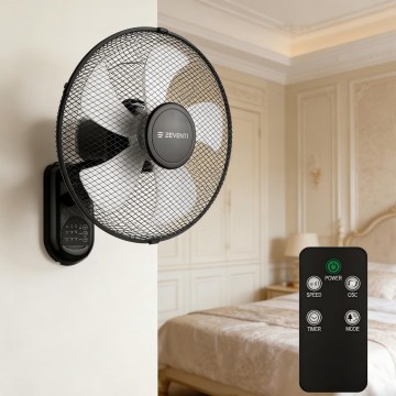 ZEVENTI - Стенен вентилатор FANNY 45 W/230 V Ø 41 см черен + дистанционно управление