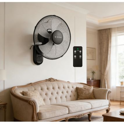 ZEVENTI - Стенен вентилатор FANNY 45 W/230 V Ø 41 см черен + дистанционно управление
