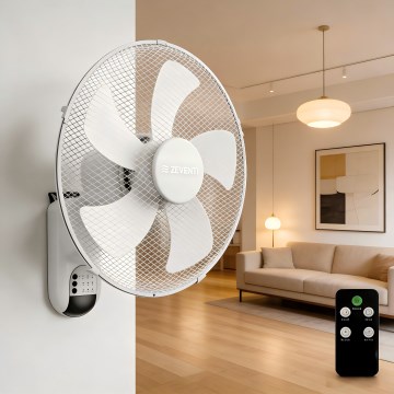 ZEVENTI - Стенен вентилатор FANNY 45W/230V диам. 41 см бял + дистанционно управление