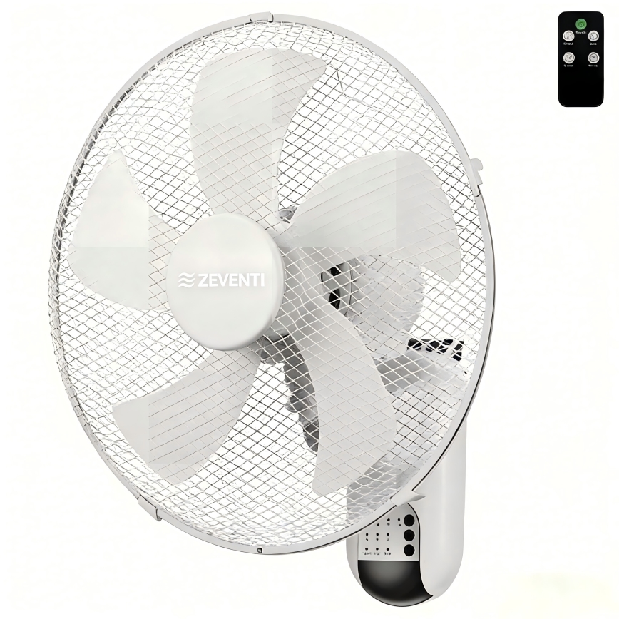 ZEVENTI - Стенен вентилатор FANNY 45W/230V диам. 41 см бял + дистанционно управление
