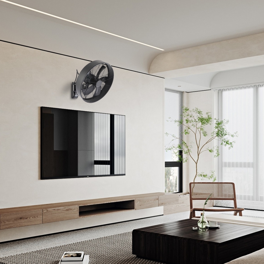 ZEVENTI - Стенен вентилатор FANNY 50W/230V Ø 45 см черен + дистанционно управление