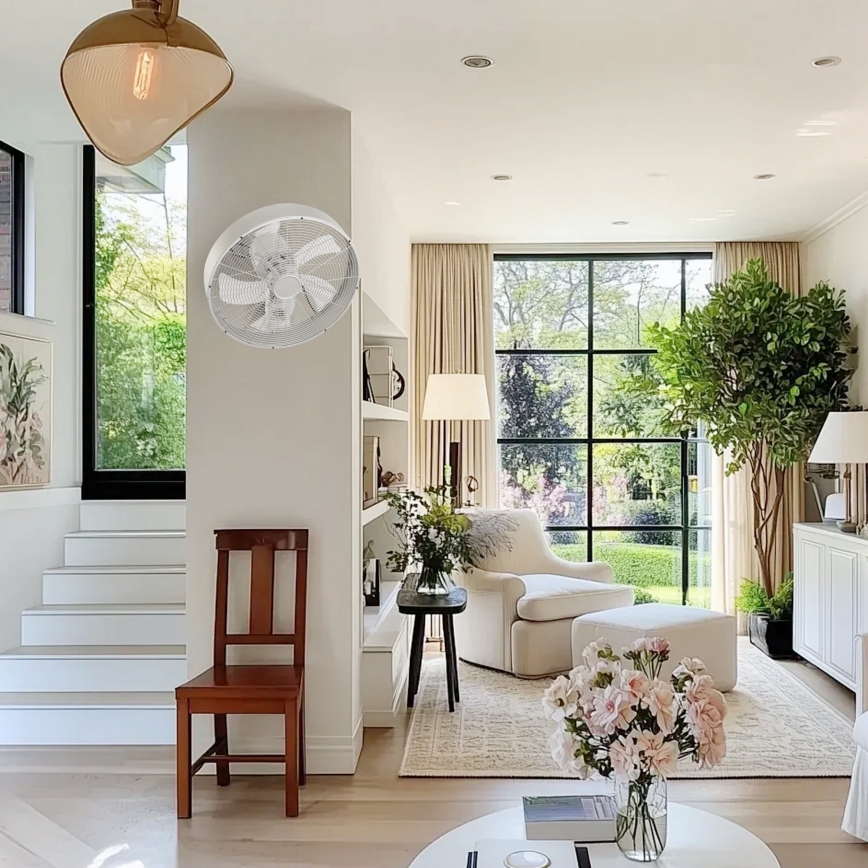 ZEVENTI - Стенен вентилатор FANNY 50W/230V Ø 45 cm матов хром + дистанционно управление