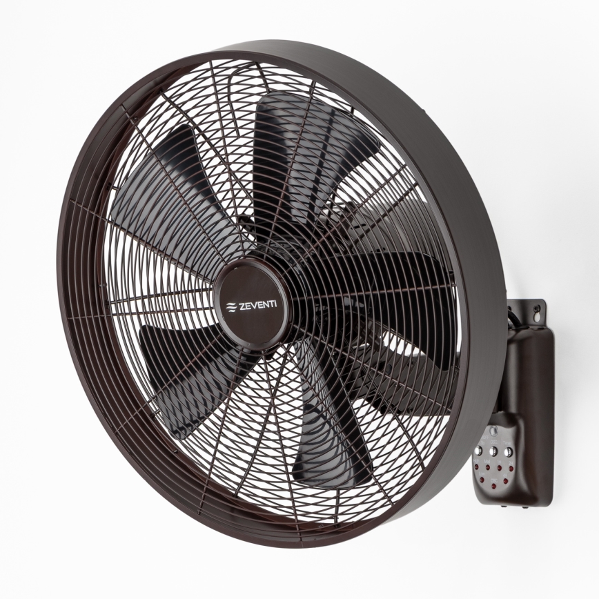 ZEVENTI - Стенен вентилатор FREEZE 50W/230V Ø 40 см черен/кафяв + дистанционно управление