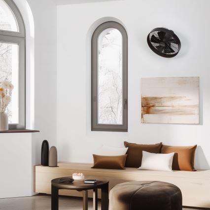 ZEVENTI - Стенен вентилатор FREEZE 50W/230V Ø 40 см черен/кафяв + дистанционно управление