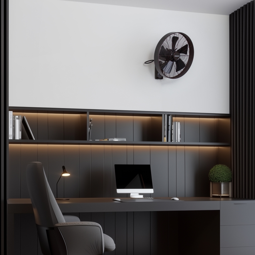 ZEVENTI - Стенен вентилатор FREEZE 50W/230V Ø 40 см черен/кафяв + дистанционно управление