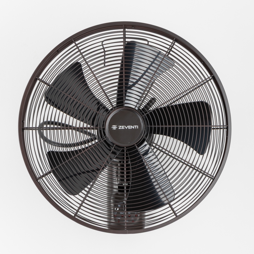 ZEVENTI - Стенен вентилатор FREEZE 50W/230V Ø 40 см черен/кафяв + дистанционно управление
