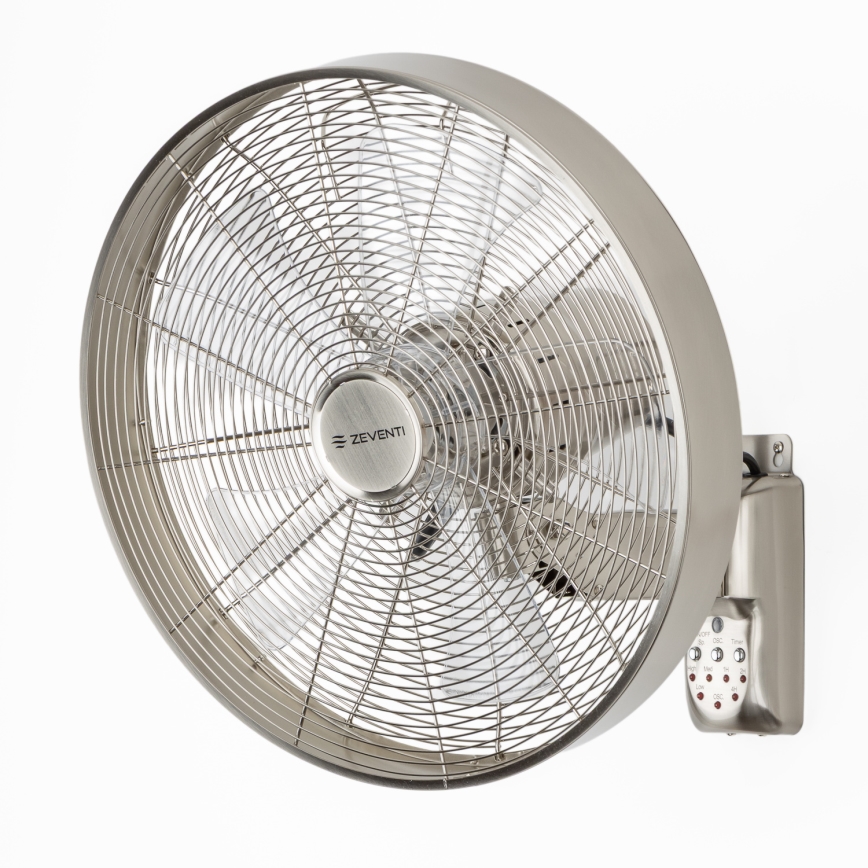 ZEVENTI - Стенен вентилатор FREEZE 50W/230V с диаметър 45 см, матов хром + дистанционно управление