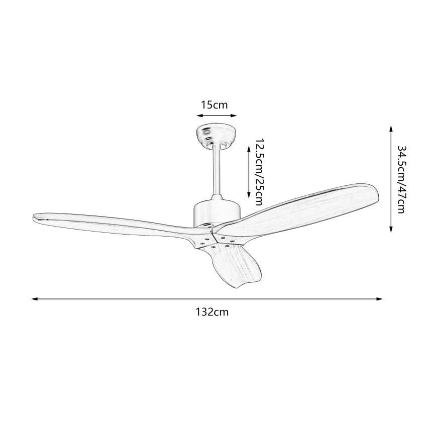 ZEVENTI - Таванен вентилатор CUENCA Wi-Fi Tuya черен/дъб + дистанционно управление