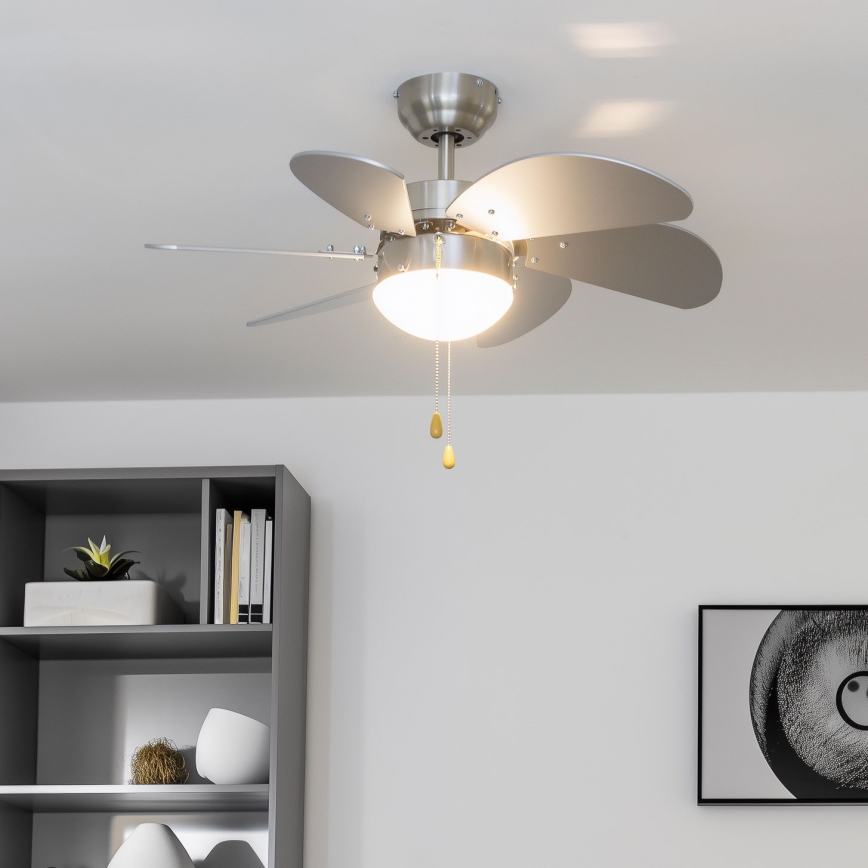 ZEVENTI - Таванен вентилатор FAMARA 1xE14/60W/230V сив