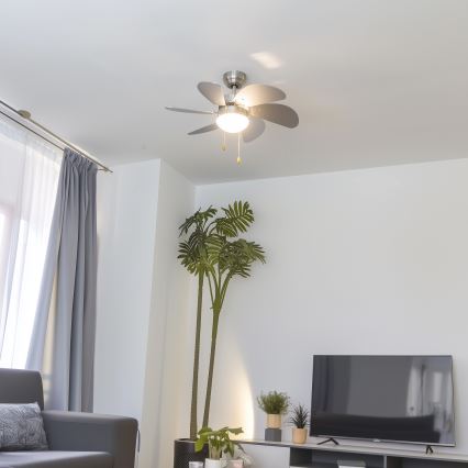 ZEVENTI - Таванен вентилатор FAMARA 1xE14/60W/230V сив