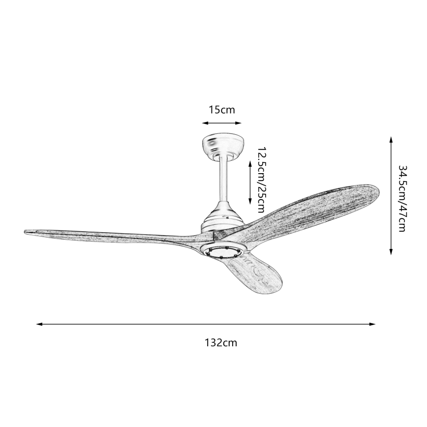 ZEVENTI - Таванен вентилатор LAURIA Wi-Fi Tuya черен/дъб + дистанционно управление