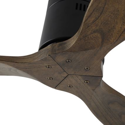 ZEVENTI - Таванен вентилатор SPELLO Wi-Fi Tuya черно/дъб + дистанционно управление