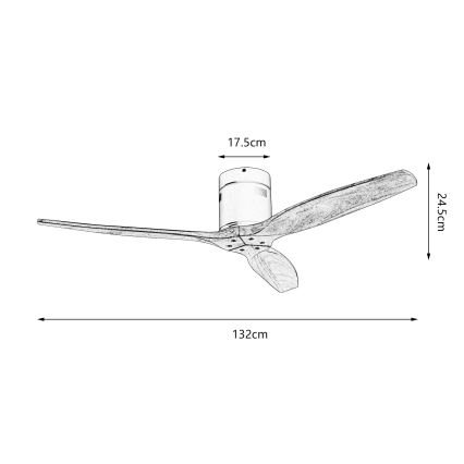 ZEVENTI - Таванен вентилатор SPELLO Wi-Fi Tuya черно/дъб + дистанционно управление
