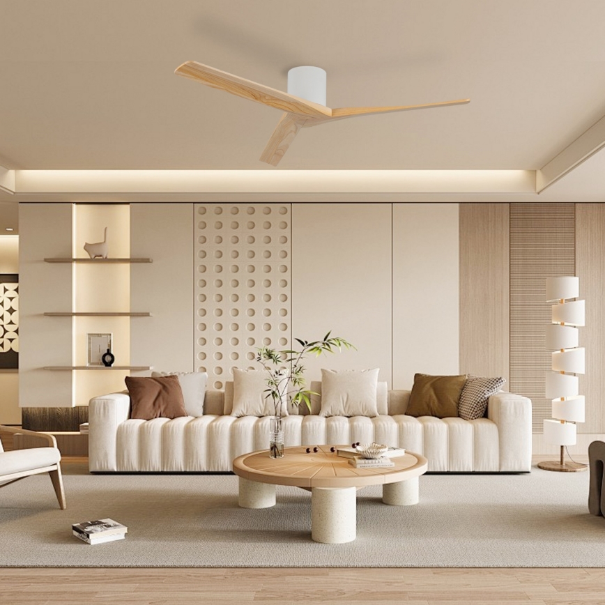 ZEVENTI - Таванен вентилатор VELLON Wi-Fi Tuya бял/пауловния + дистанционно управление