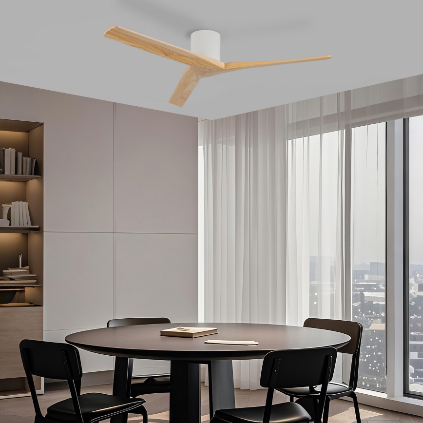 ZEVENTI - Таванен вентилатор VELLON Wi-Fi Tuya бял/пауловния + дистанционно управление