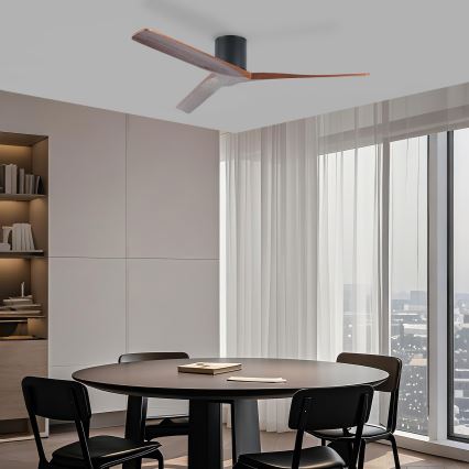 ZEVENTI - Таванен вентилатор VELLON Wi-Fi Tuya черно/орех + дистанционно управление