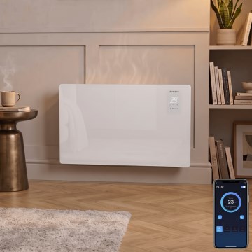 ZEVENTI - Умен стенен директен електрически нагревател/конвектор с LCD дисплей 1000/2000W/230V Wi-Fi бял