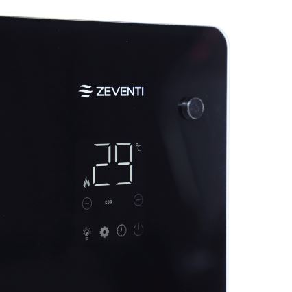 ZEVENTI - Умен стенен електрически директен нагревател/конвектор с LCD дисплей 1000/2000W/230V Wi-Fi черен