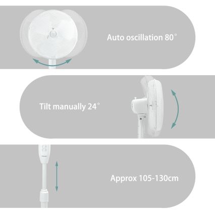 ZEVENTI - Подов вентилатор FLOW 40W/230V бял