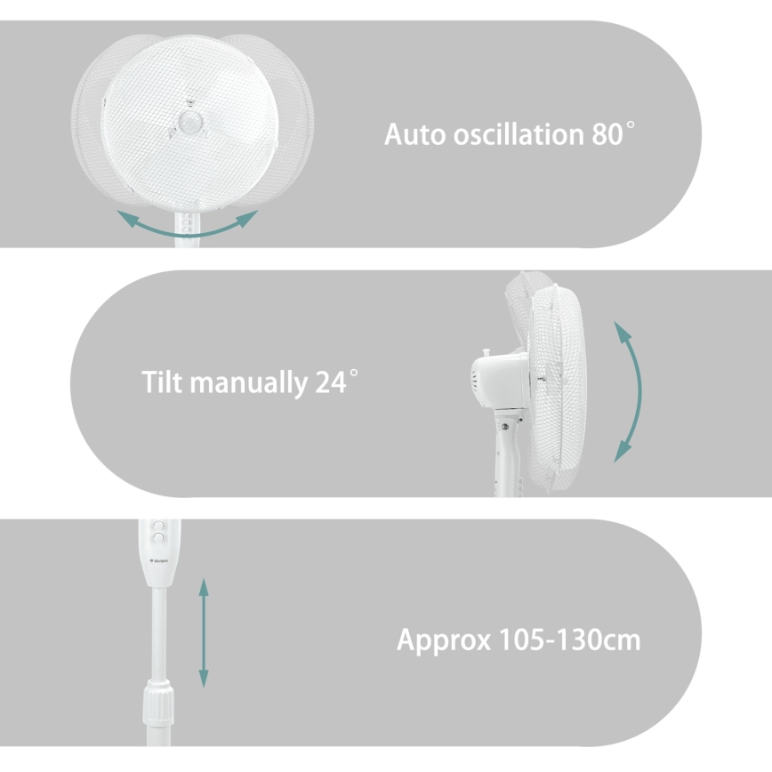 ZEVENTI - Подов вентилатор FLOW 40W/230V бял