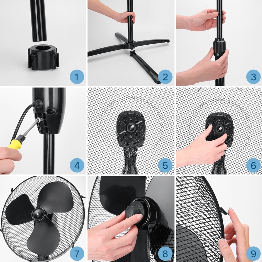 ZEVENTI - Вентилатор на стойка FLOW 40W/230V черен