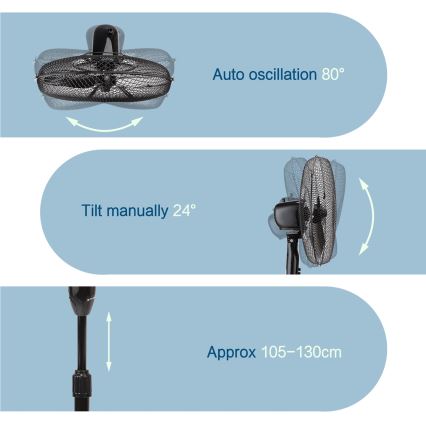 ZEVENTI - Вентилатор на стойка FLOW 40W/230V черен