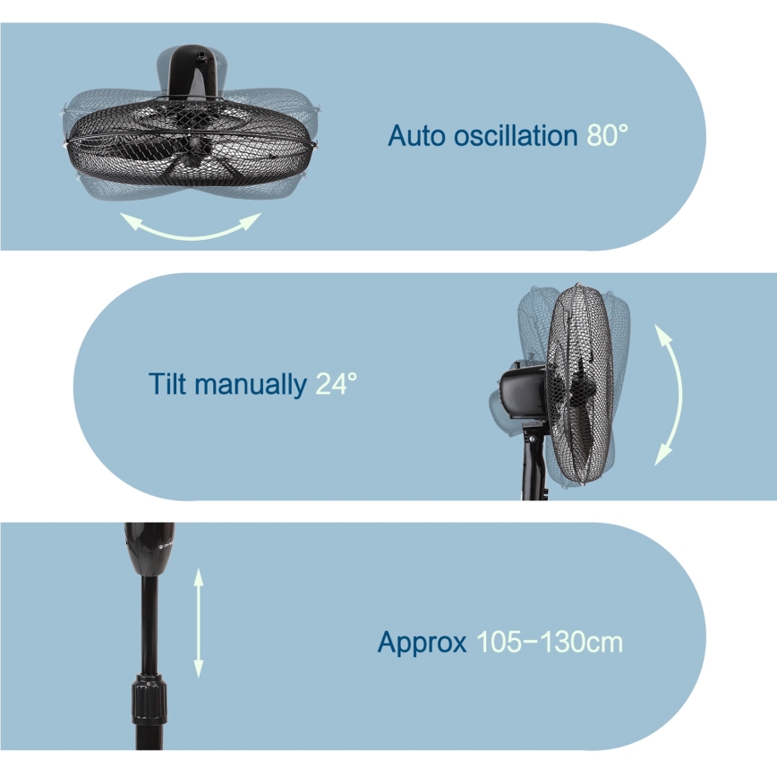 ZEVENTI - Вентилатор на стойка FLOW 40W/230V черен