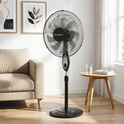 ZEVENTI - Вентилатор на стойка FLOW 55W/230V 130 см черен + дистанционно управление