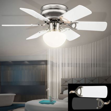 ZEVENTI - Вентилатор за таван GALDANA 1xE27/60W/230V сив/бял