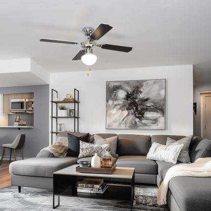 ZEVENTI - Вентилатор за таван NAVAGIO 1xE27/60W/230V черен/бял