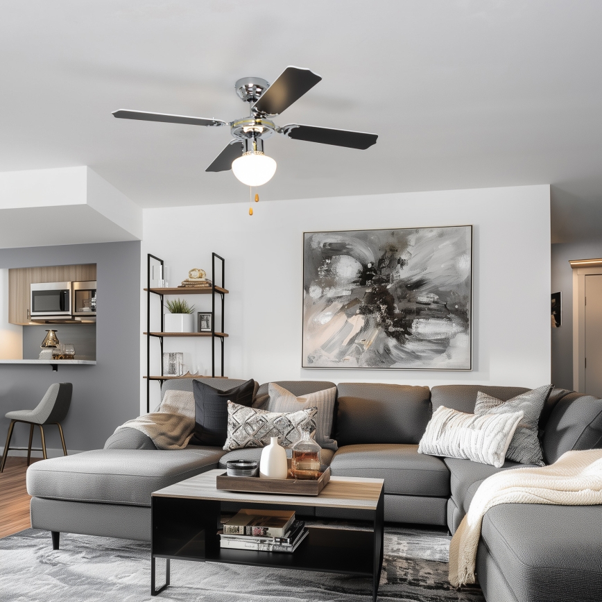 ZEVENTI - Вентилатор за таван NAVAGIO 1xE27/60W/230V черен/бял