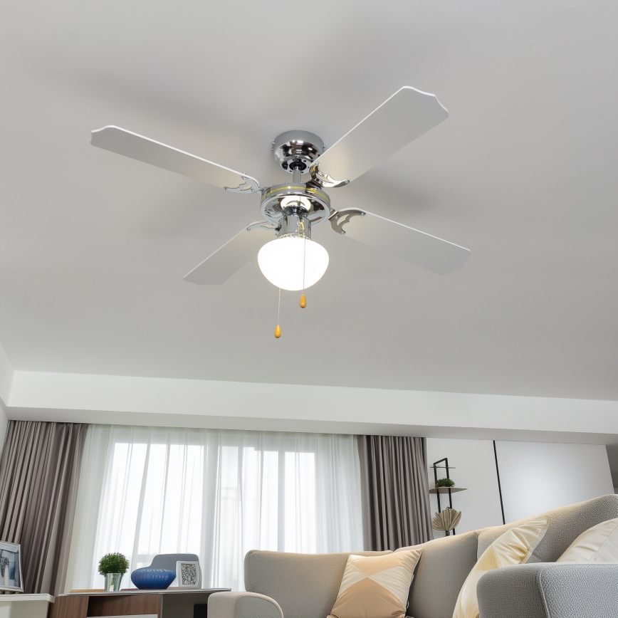 ZEVENTI - Вентилатор за таван NAVAGIO 1xE27/60W/230V черен/бял