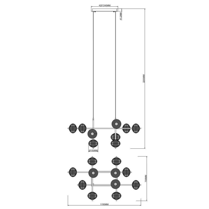 Zuma Line - LED полилей за окачване на кабел LED/63W/230V златен