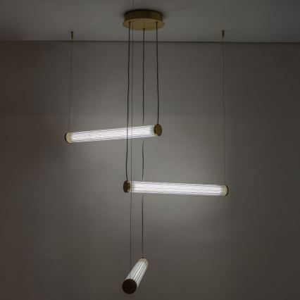 Zuma Line - LED полилей на кабел с възможност за димиране LED/64W/230V 2700-6500K златист + дистанционно управление