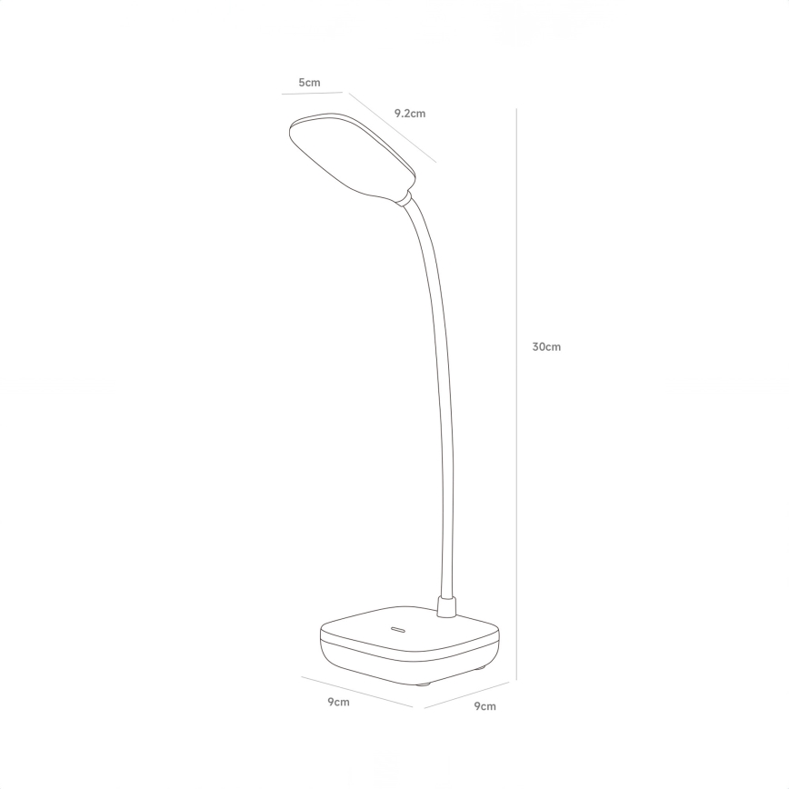 Zuma Line - LED Акумулаторен настолна лампа LED/7W/1200 mAh 3000/4500/6000K черен