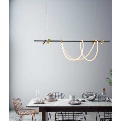 Zuma Line - LED регулируема лампа на кабел LED/60W + LED/7,5W/230V 2700-6000K черно/златно + дистанционно управление