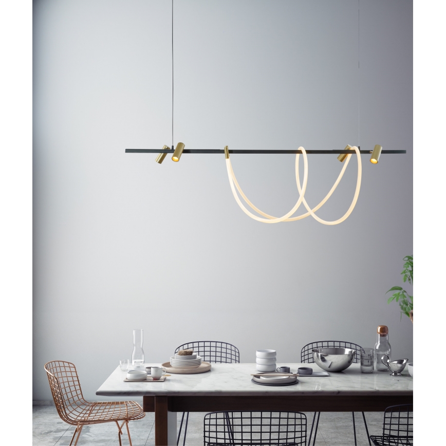 Zuma Line - LED регулируема лампа на кабел LED/60W + LED/7,5W/230V 2700-6000K черно/златно + дистанционно управление