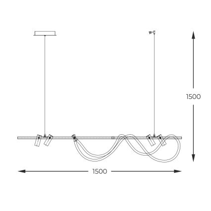 Zuma Line - LED регулируема лампа на кабел LED/60W + LED/7,5W/230V 2700-6000K черно/златно + дистанционно управление
