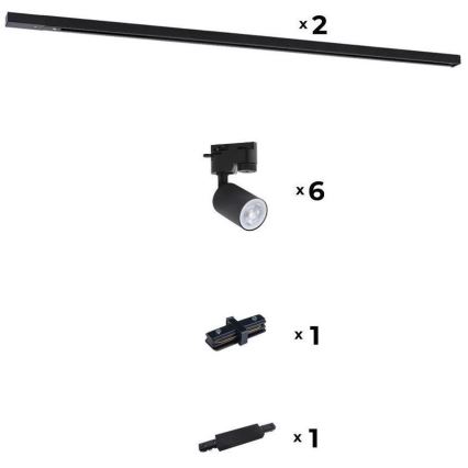 Zuma Line - Спот за релсова система 6xGU10/10W/230V черен + аксесоари за релса