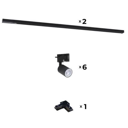 Zuma Line - Спот за релсова система 6xGU10/10W/230V черен + аксесоари за релса