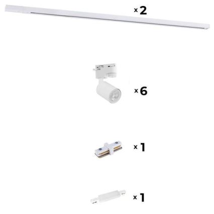 Zuma Line - Спот за релсова система 6xGU10/10W/230V бял + аксесоари за релса