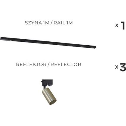 Zuma Line - Точково осветително тяло за релсова система 3xGU10/35W/230V черно/златно