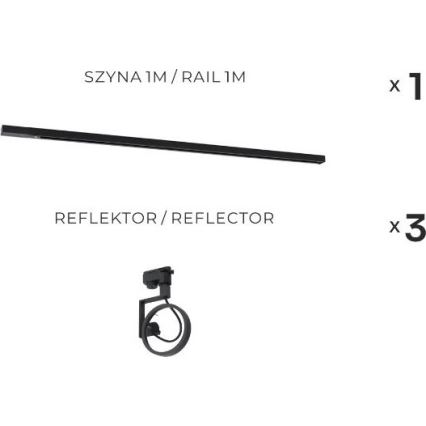 Zuma Line - Регулируем спот за шинна система 3xGU10/15W/230V черен