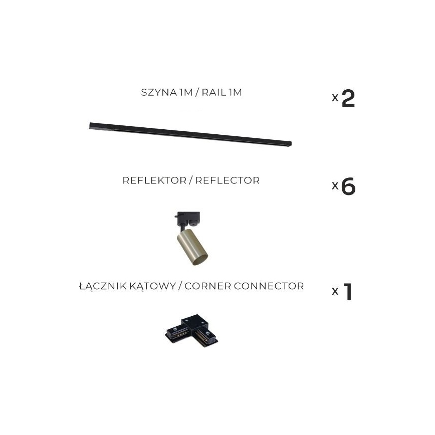 Zuma Line - Точково осветително тяло за релсова система 6xGU10/35W/230V черно/златисто